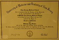 University of Medicine and Dentistry of New Jersey Certificate